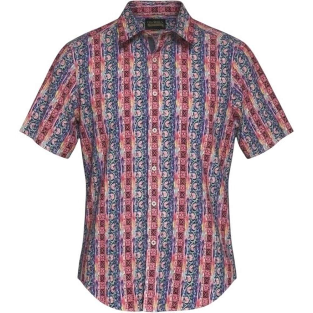 Cremieux Premium Denim Multicolor Geometric Button Down Shirt Mens Medium